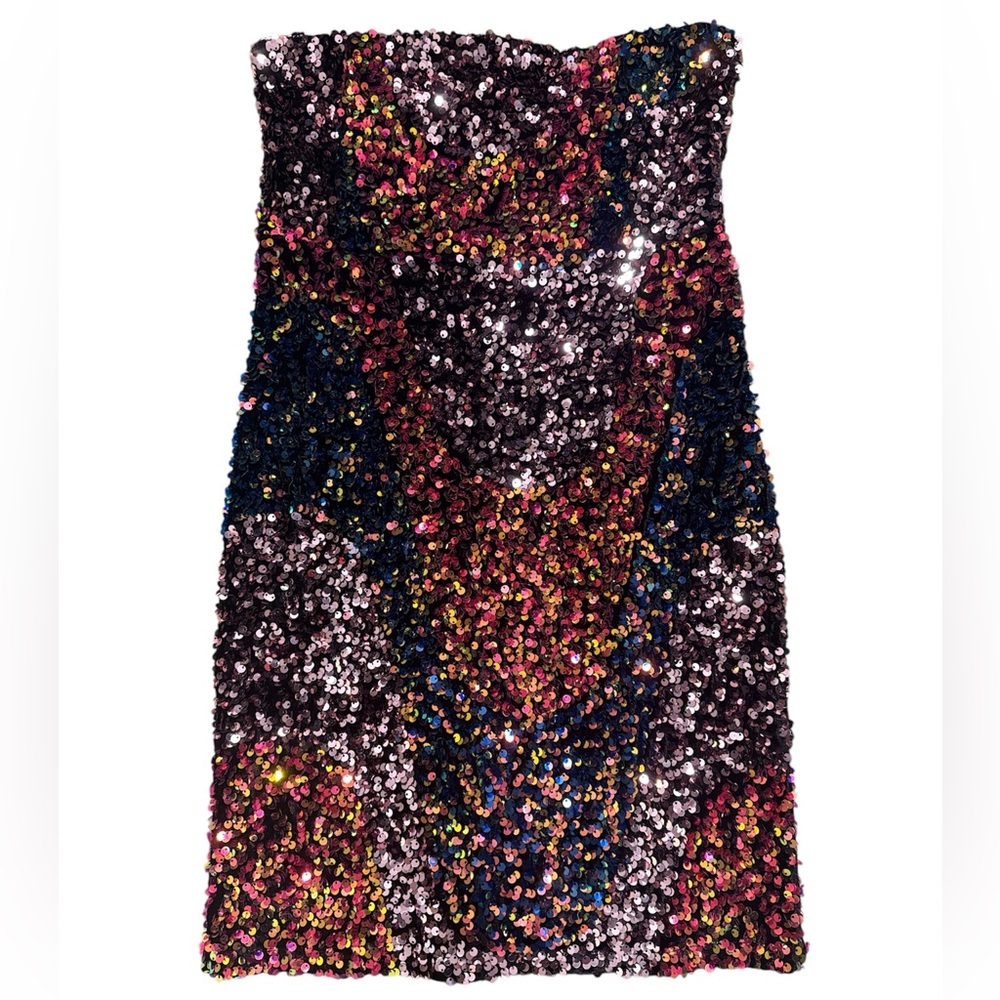 MANGO Multicolor Sequin Strapless Dress size 4